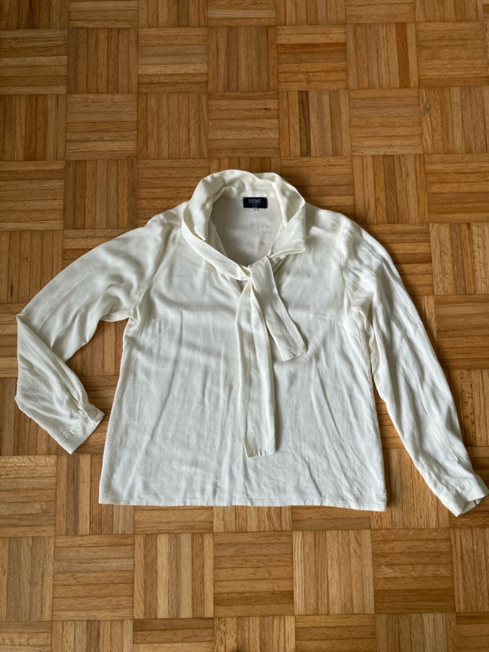 Equipment Ivory Tie-Neck Silk Blend Blouse